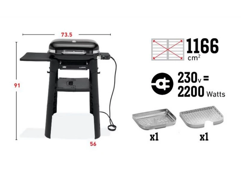 Weber Elektrische Barbecue Lumin Compact Black Met Stand 6 Weber Elektrische Barbecue Lumin Compact Black Met Stand - Afbeelding 6