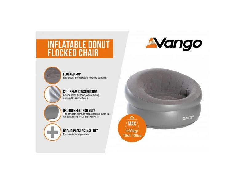 Vango Opblaasbare Stoel Donut Flocked Chair 2 Vango Opblaasbare Stoel Donut Flocked Chair - Afbeelding 2